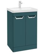 FREYA Floorstanding 60cm Two Door Unit Matt Ocean Blue &amp; Handles