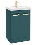 FREYA Floorstanding 60cm Two Door Unit Matt Ocean Blue &amp; Handles