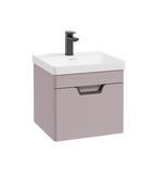 FREYA Wall Hung 50cm Single Drawer Unit Matt Cashmere Pink &amp; Handle image