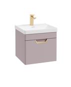 FREYA Wall Hung 50cm Single Drawer Unit Matt Cashmere Pink &amp; Handle image