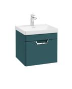 FREYA Wall Hung 50cm Single Drawer Unit Matt Ocean Blue &amp; Handle image