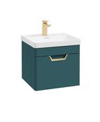 FREYA Wall Hung 50cm Single Drawer Unit Matt Ocean Blue &amp; Handle image