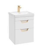 FREYA Wall Hung 50cm Two Drawer Unit Matt White &amp; Handles image