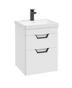 FREYA Wall Hung 50cm Two Drawer Unit Matt White &amp; Handles image
