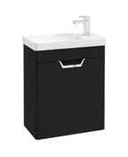 FREYA Wall Hung 55cm Single Door Cloakroom Unit Matt Black &amp; Handle image
