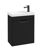 FREYA Wall Hung 55cm Single Door Cloakroom Unit Matt Black &amp; Handle image