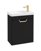 FREYA Wall Hung 55cm Single Door Cloakroom Unit Matt Black &amp; Handle image