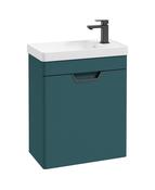 FREYA Wall Hung 55cm Single Door Cloakroom Unit Matt Ocean Blue &amp; Handle image