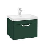 FREYA Wall Hung 60cm Single Drawer Unit Matt Wreath Green &amp; Handle image