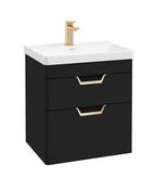 FREYA Wall Hung 60cm Two Drawer Unit Matt Black &amp; Handles image