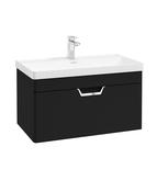 FREYA Wall Hung 80cm Single Drawer Unit Matt Black &amp; Handle image