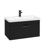 FREYA Wall Hung 80cm Single Drawer Unit Matt Black &amp; Handle image