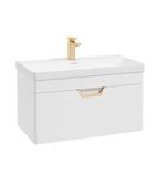 FREYA Wall Hung 80cm Single Drawer Unit Matt White &amp; Handle image