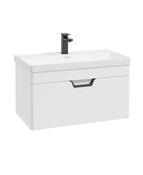 FREYA Wall Hung 80cm Single Drawer Unit Matt White &amp; Handle image