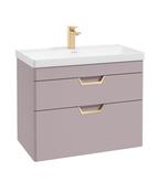 FREYA Wall Hung 80cm Two Drawer Unit Matt Cashmere Pink &amp;  Handles image