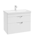 FREYA Wall Hung 80cm Two Drawer Unit Matt White &amp; Handles image