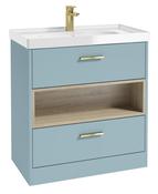 MALMO Floorstanding 80cm Two Drawer Unit Matt Morning Sky Blue &amp; Handles image