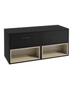 MALMO Wall Hung 120cm Two Drawer Countertop Unit Matt Black &amp; Handles image