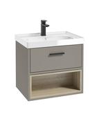 MALMO Wall Hung 60cm Single Drawer Unit Matt Khaki &amp; Handle image