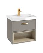 MALMO Wall Hung 60cm Single Drawer Unit Matt Khaki &amp; Handle image