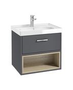 MALMO Wall Hung 60cm Single Drawer Unit Matt Midnight Grey &amp; Handle image