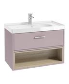 MALMO Wall Hung 80cm Single Drawer Unit Matt Cashmere Pink &amp; Handle image