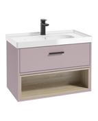 MALMO Wall Hung 80cm Single Drawer Unit Matt Cashmere Pink &amp; Handle image