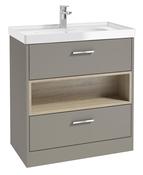 MALMO Floorstanding 80cm Two Drawer Unit Matt Khaki &amp; Handles image