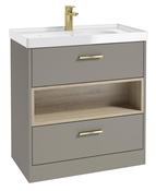 MALMO Floorstanding 80cm Two Drawer Unit Matt Khaki &amp; Handles image