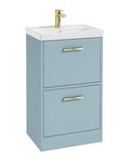 FINLAND Floorstanding 50cm Two Drawer Unit Matt Morning Sky Blue &amp; Handle image