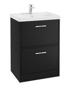FINLAND Floorstanding 60cm Two Drawer Unit Matt Black &amp; Handle image
