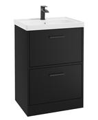 FINLAND Floorstanding 60cm Two Drawer Unit Matt Black &amp; Handle image