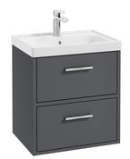 FINLAND Wall Hung 50cm Two Drawer Unit Matt Midnight Grey &amp; Handles image
