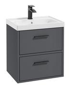 FINLAND Wall Hung 50cm Two Drawer Unit Matt Midnight Grey &amp; Handles image