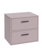 FINLAND Wall Hung 60cm Two Drawer Countertop Unit Matt Cashmere Pink &amp; Handles image