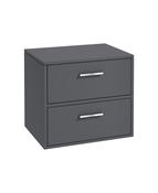 FINLAND Wall Hung 60cm Two Drawer Countertop Unit Matt Midnight Grey &amp; Handles image