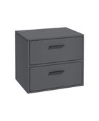 FINLAND Wall Hung 60cm Two Drawer Countertop Unit Matt Midnight Grey &amp; Handles image