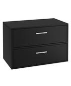 FINLAND Wall Hung 80cm Two Drawer Countertop Unit Matt Black &amp; Handles image