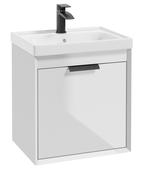 FJORD Wall Hung 50cm Two Drawer Unit Matt Gloss White &amp; Handle image