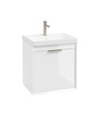 FJORD Wall Hung 50cm Two Drawer Unit Matt Gloss White &amp; Handle image