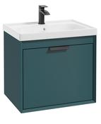 FJORD Wall Hung 60cm Two Drawer Unit Matt Ocean Blue &amp; Handle image