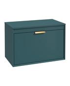 FJORD Wall Hung 80cm Two Drawer Countertop Unit Matt Ocean Blue &amp; Handle image