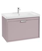 FJORD Wall Hung 80cm Two Drawer Unit Matt Cashmere Pink &amp; Handles image