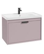 FJORD Wall Hung 80cm Two Drawer Unit Matt Cashmere Pink &amp; Handles image