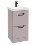FREYA Floorstanding 50cm Two Drawer Unit Matt Cashmere Pink &amp; Handles image