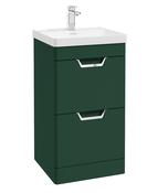 FREYA Floorstanding 50cm Two Drawer Unit Matt Wreath Green &amp; Handles image