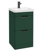 FREYA Floorstanding 50cm Two Drawer Unit Matt Wreath Green &amp; Handles image