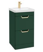 FREYA Floorstanding 50cm Two Drawer Unit Matt Wreath Green &amp; Handles image