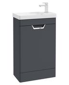 FREYA Floorstanding 55cm Single Door Cloakroom Unit Matt Night Sky Blue &amp; Handle image
