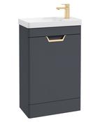 FREYA Floorstanding 55cm Single Door Cloakroom Unit Matt Night Sky Blue &amp; Handle image
